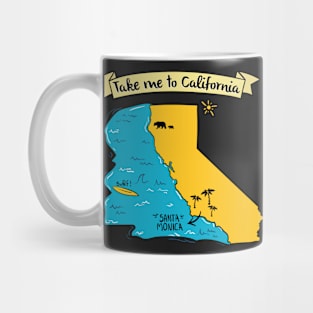 Take Me To California - Santa Monica beach graphic Mug